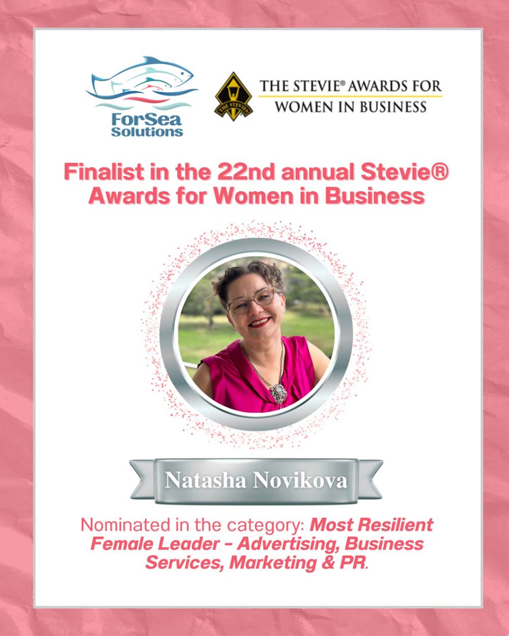 Stevie Awards Natasha Novikova - Forsea Solutions